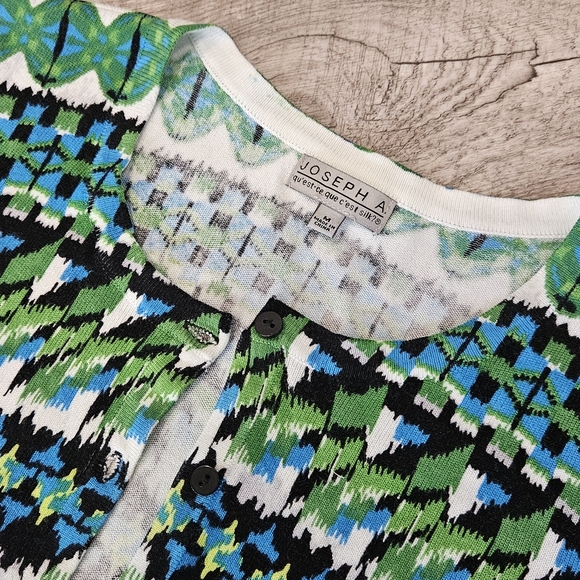 Joseph A Lightweight Cardigan Colorful Button Down Medium - Picture 6 of 8